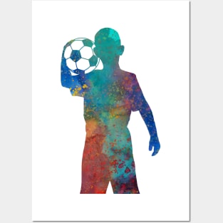 Soccer player boy with ball Posters and Art